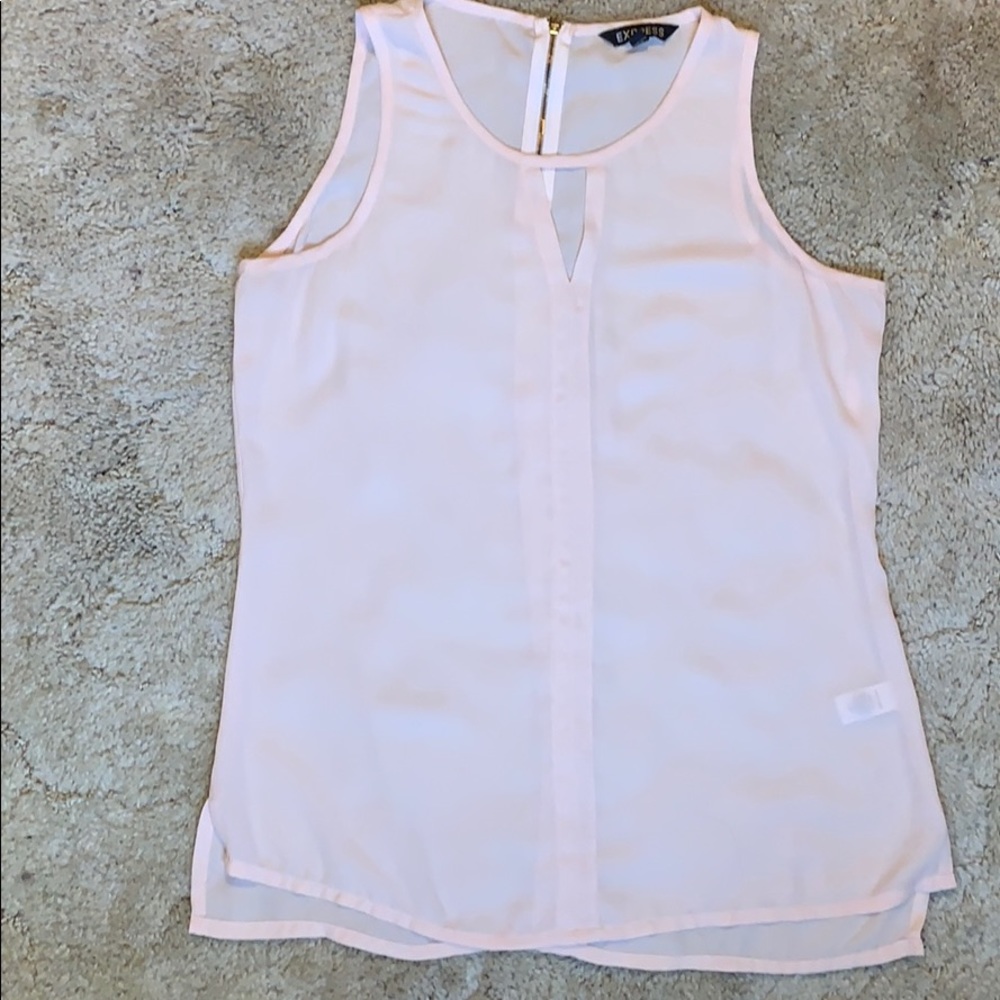 Express Pink Keyhole Neck Zip Back Tank Size M